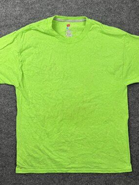Hanes X-Temp T-Shirt Mens Large Neon Green Heather Moisture Wicking Performance